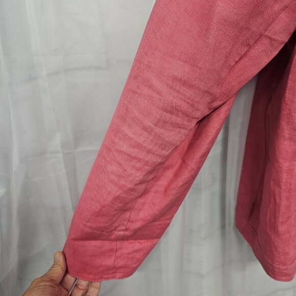 Jones New York Pink Linen Blouse Pintuck Boho Shacket 20W - Picture 3 of 13